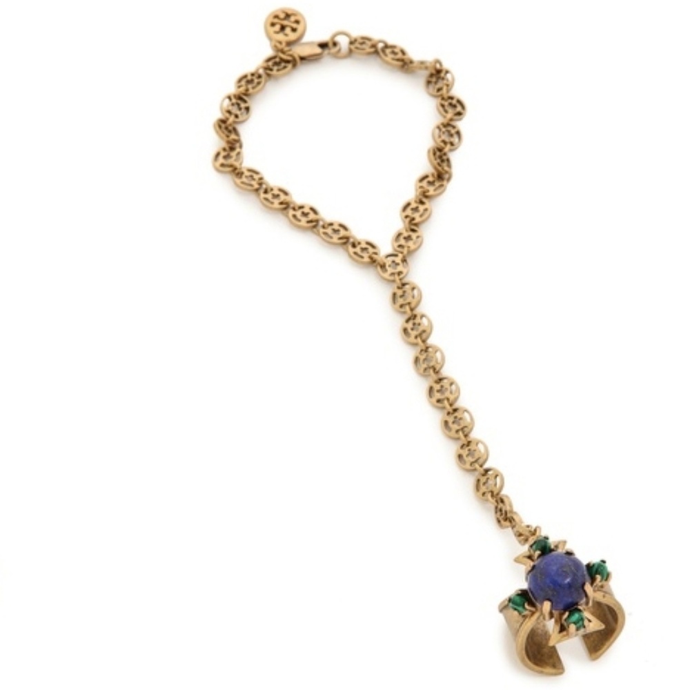 NEW Tory Burch Stone Ring Hand Chain - Picture 2 of 7